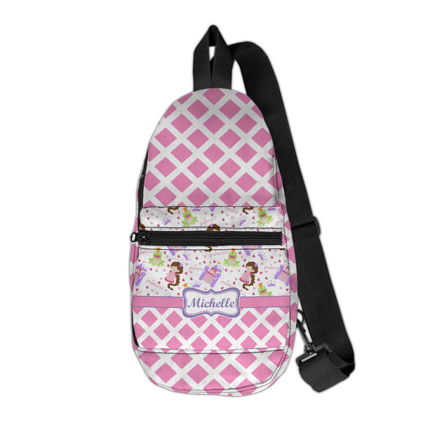 Custom Princess & Diamond Print Sling Bag (Personalized)