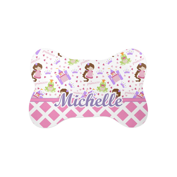 Custom Princess & Diamond Print Bone Shaped Dog Food Mat (Small) (Personalized)