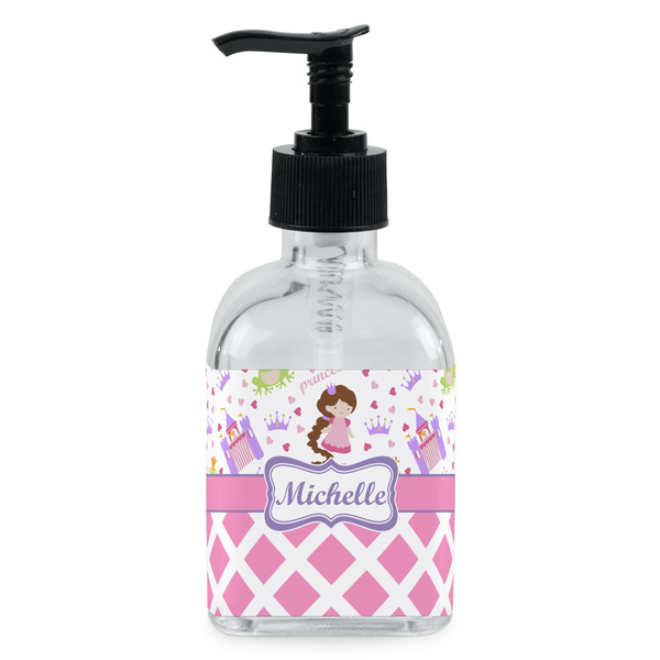 Custom Princess & Diamond Print Glass Soap & Lotion Bottle - Single Bottle (Personalized)