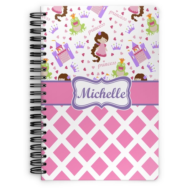 Custom Princess & Diamond Print Spiral Notebook (Personalized)