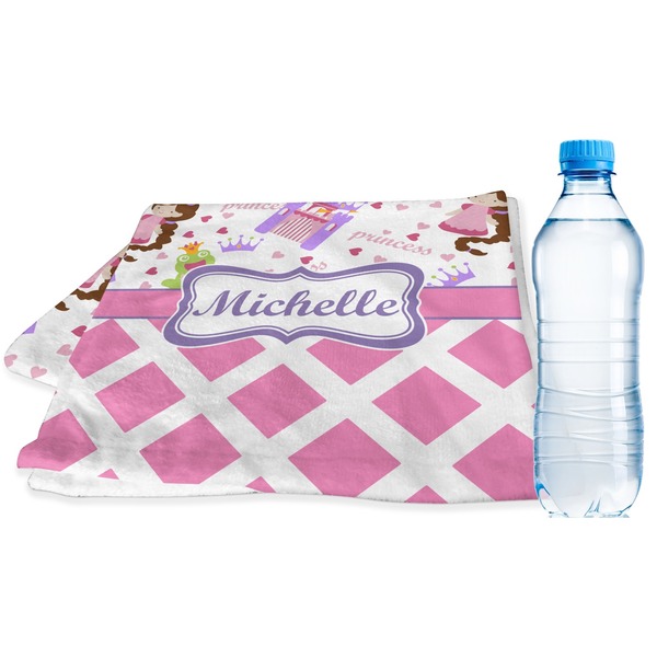 Custom Princess & Diamond Print Sports & Fitness Towel (Personalized)