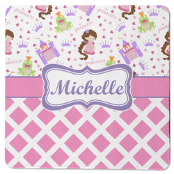 Princess & Diamond Print Square Rubber Backed Coaster (Personalized)