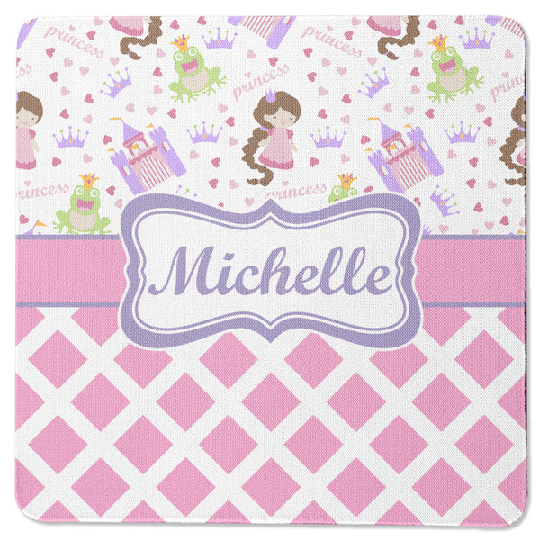 Custom Princess & Diamond Print Square Rubber Backed Coaster (Personalized)