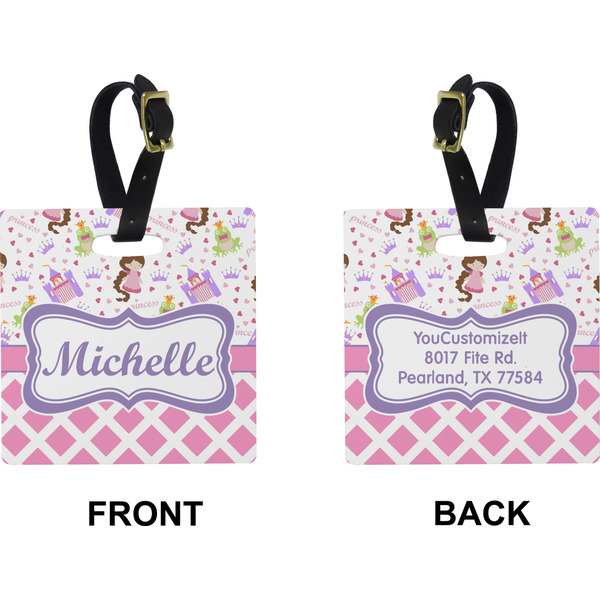Princess & Diamond Print Square Luggage Tag (Front + Back)