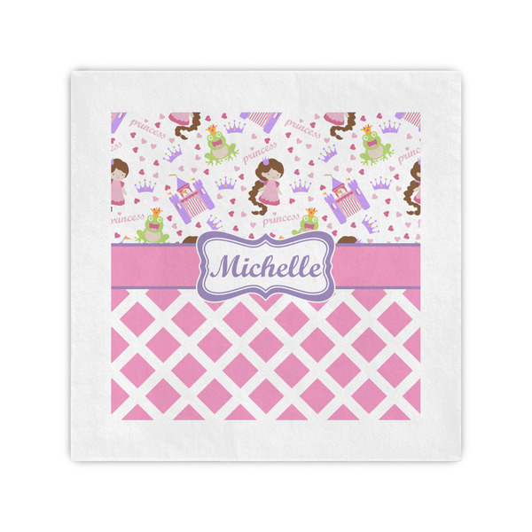 Custom Princess & Diamond Print Standard Cocktail Napkins (Personalized)