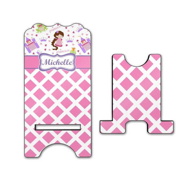 Princess & Diamond Print Stylized Phone Stand - Front & Back - Large