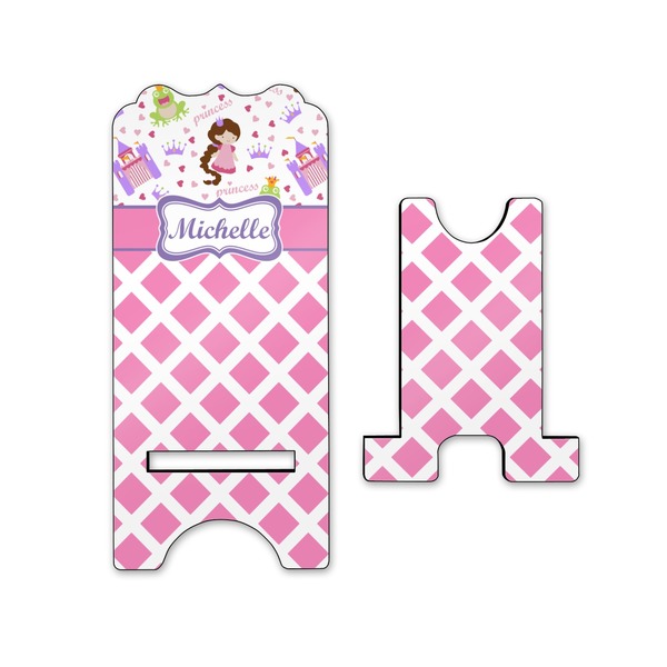 Princess & Diamond Print Stylized Phone Stand - Front & Back - Small