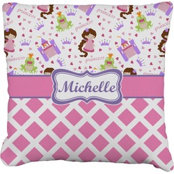 Princess & Diamond Print Faux-Linen Throw Pillow (Personalized)