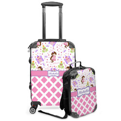 Princess & Diamond Print Kids 2-Piece Luggage Set - Suitcase & Backpack (Personalized)