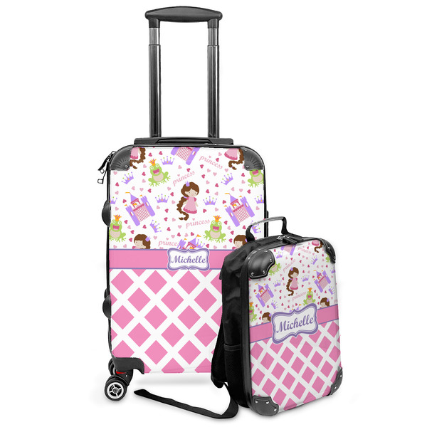Custom Princess & Diamond Print Kids 2-Piece Luggage Set - Suitcase & Backpack (Personalized)