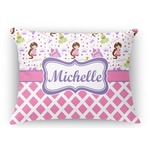 Princess & Diamond Print Rectangular Throw Pillow Case - 12"x18" (Personalized)