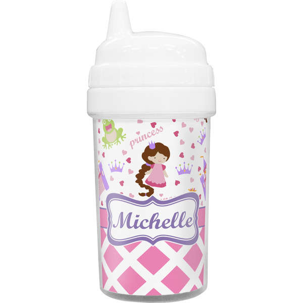 Custom Princess & Diamond Print Toddler Sippy Cup (Personalized)