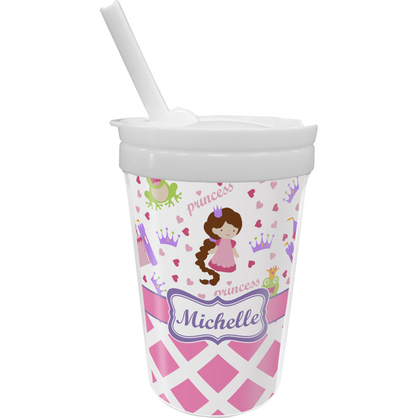 Custom Princess & Diamond Print Sippy Cup with Straw (Personalized)