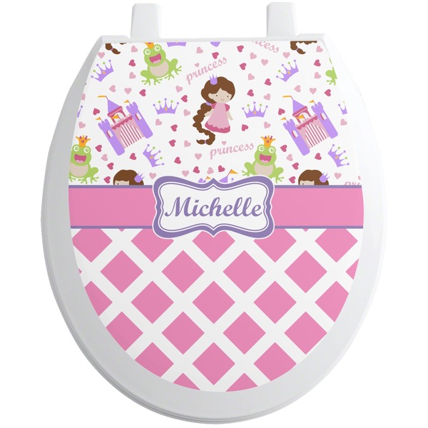 Custom Princess & Diamond Print Toilet Seat Decal (Personalized)
