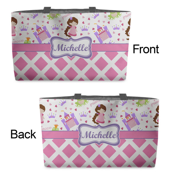 Princess & Diamond Print Tote w/Black Handles - Front & Back Views