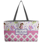 Princess & Diamond Print Beach Totes Bag - w/ Black Handles (Personalized)