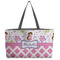 Princess & Diamond Print Beach Totes Bag - w/ Black Handles (Personalized)