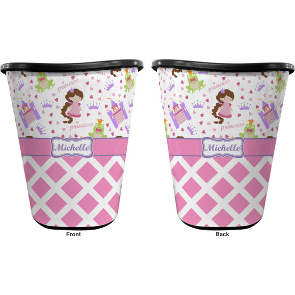 Princess & Diamond Print Trash Can Black - Front and Back - Apvl