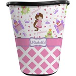 Princess & Diamond Print Waste Basket - Single Sided (Black) (Personalized)