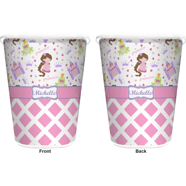 Princess & Diamond Print Trash Can White - Front and Back - Apvl