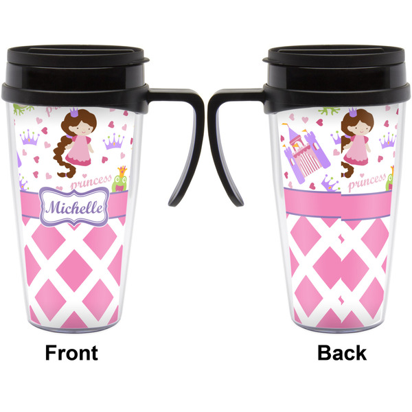 Princess & Diamond Print Travel Mug with Black Handle - Approval