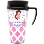 Princess & Diamond Print Acrylic Travel Mug with Handle (Personalized)