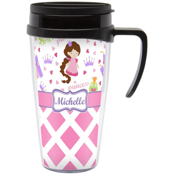 Custom Princess & Diamond Print Acrylic Travel Mug with Handle (Personalized)