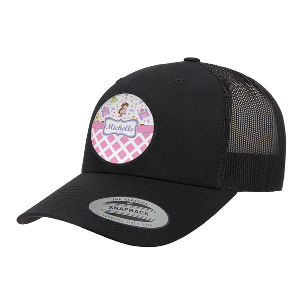 Custom Princess & Diamond Print Trucker Hat - Black (Personalized)