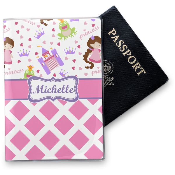 Custom Princess & Diamond Print Vinyl Passport Holder (Personalized)