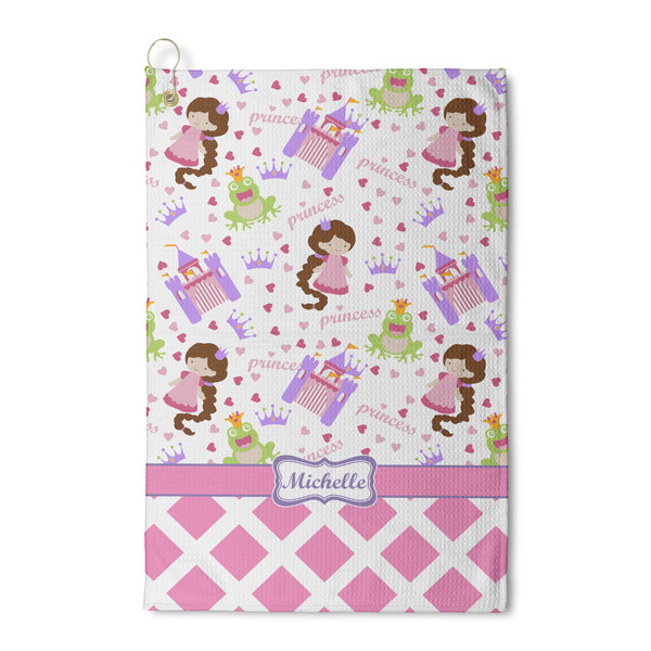 Custom Princess & Diamond Print Waffle Weave Golf Towel (Personalized)