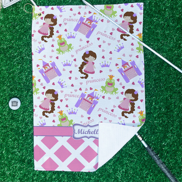 Princess & Diamond Print Waffle Weave Golf Towel - In Context