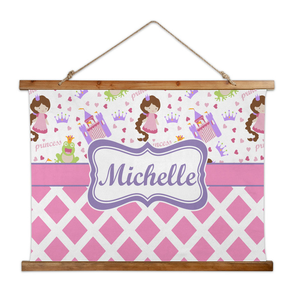 Custom Princess & Diamond Print Wall Hanging Tapestry - Wide (Personalized)