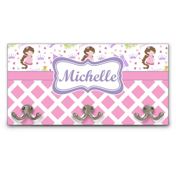 Custom Princess & Diamond Print Wall Mounted Coat Rack (Personalized)