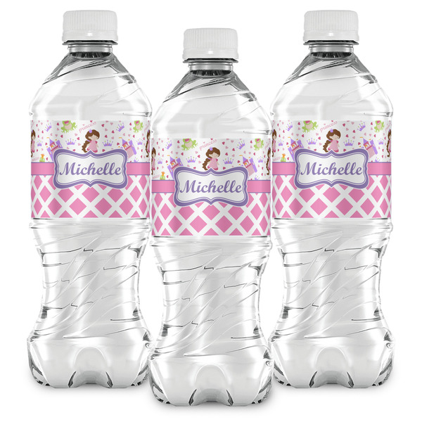 Princess & Diamond Print Water Bottle Labels - Front View