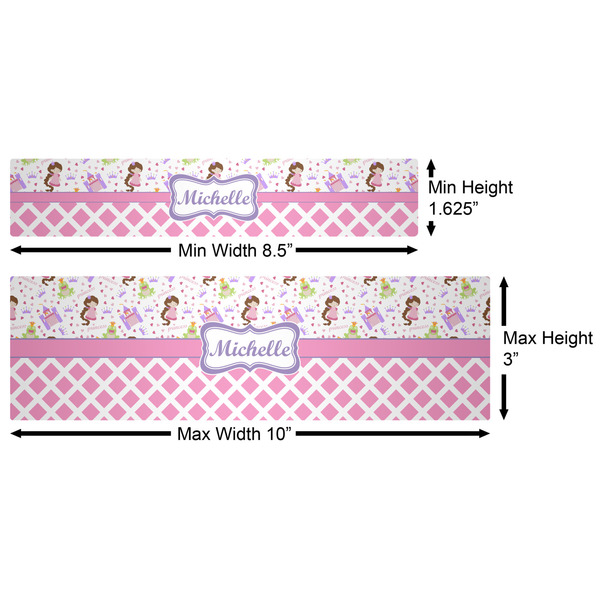 Princess & Diamond Print Water Bottle Labels w/ Dimensions