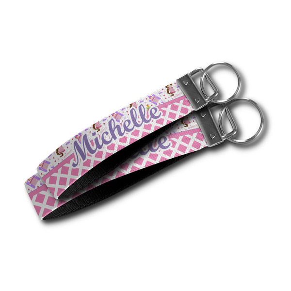 Princess & Diamond Print Webbing Keychain FOBs - Size Comparison