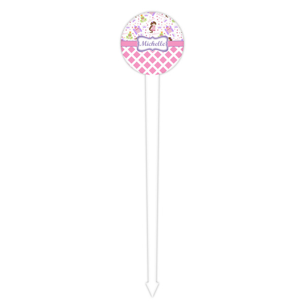 Princess & Diamond Print White Plastic 4" Food Pick - Round - Single Pick