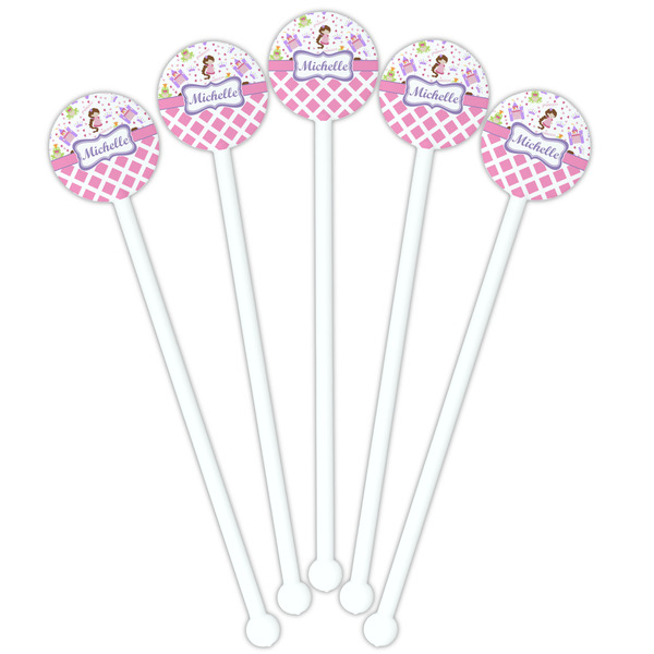 Princess & Diamond Print White Plastic 5.5" Stir Stick - Fan View