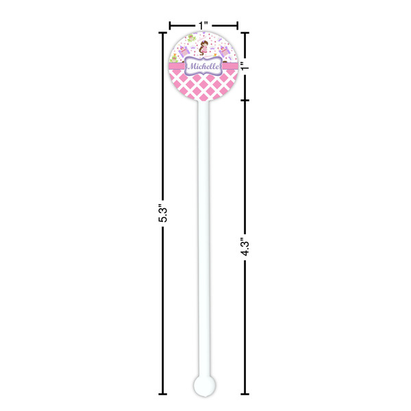 Princess & Diamond Print White Plastic 5.5" Stir Stick - Round - Dimensions