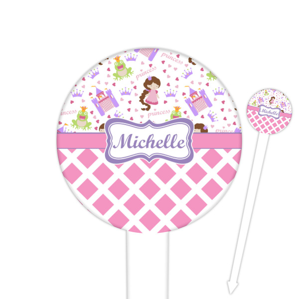 Custom Princess & Diamond Print Round Plastic Food Picks (Personalized)