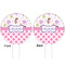 Princess & Diamond Print White Plastic 6" Food Pick - Round - Double Sided - Front & Back