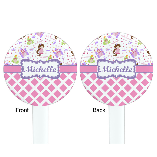 Princess & Diamond Print White Plastic 7" Stir Stick - Double Sided - Round - Front & Back