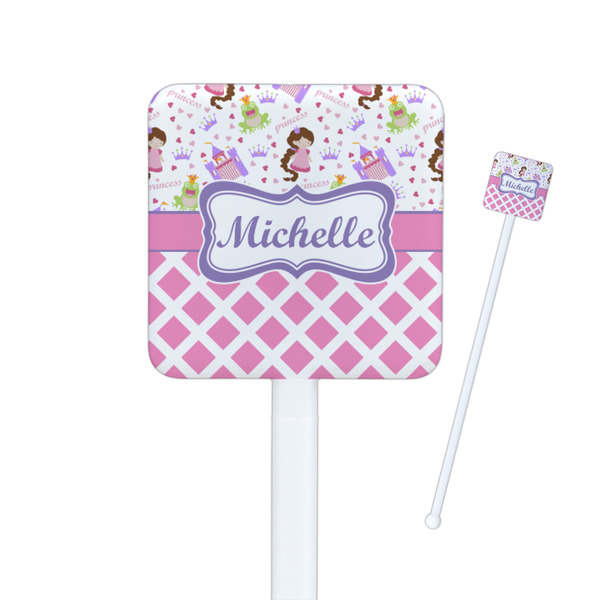 Custom Princess & Diamond Print Square Plastic Stir Sticks (Personalized)