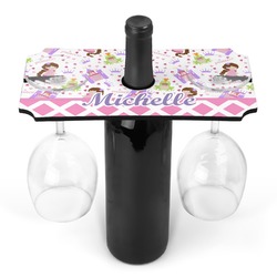Princess & Diamond Print Wine Bottle & Glass Holder (Personalized)