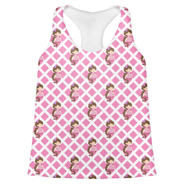 Custom Princess & Diamond Print Womens Racerback Tank Top - X Large