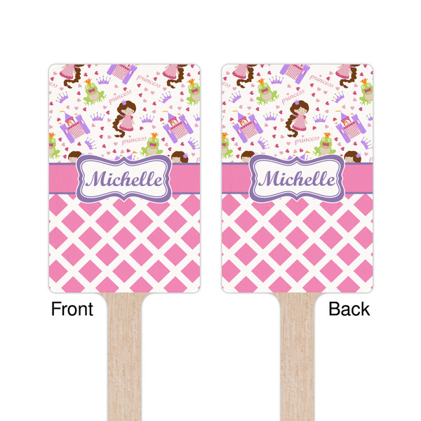 Princess & Diamond Print Wooden 6.25" Stir Stick - Rectangular - Double Sided - Front & Back