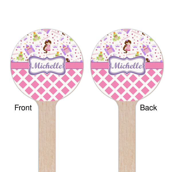 Princess & Diamond Print Wooden 6" Stir Stick - Round - Double Sided - Front & Back