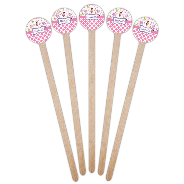 Princess & Diamond Print Wooden 6" Stir Stick - Round - Fan View