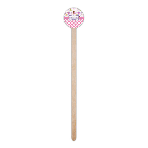 Princess & Diamond Print Wooden 6" Stir Stick - Round - Single Stick