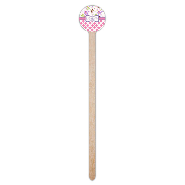 Princess & Diamond Print Wooden 7.5" Stir Stick - Round - Single Stick